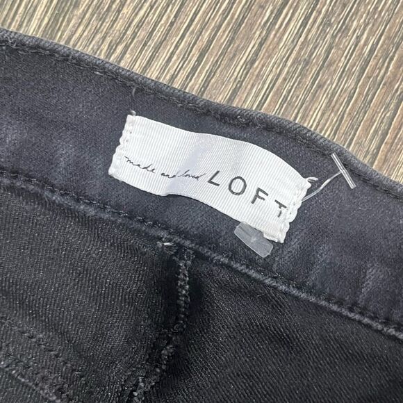 LOFT Womens Straight Jeans Mid Rise Denim Cotton Blend Stretch Black Size 25 - Picture 7 of 13